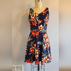 Tropical Print Fit and Flare dress